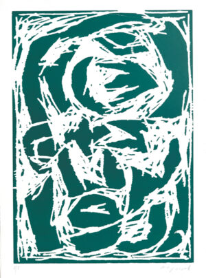 A. R. Penck Grafik Holzschnitt Kopf (grün) 1994