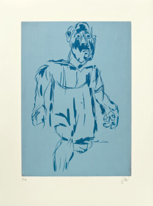 Markus Lüpertz, Hölderlin (Holzschnitt 1, dunkelblau-hellblau), 2012. Holzschnitt auf Bütten, 94 x 70 cm, 15 Exemplare zzgl. e.a.