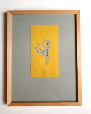 Felix Droese Teufel gelb Papierschnitt 2020 32,5 x 42,5 cm