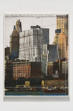 Christo und Jeanne-Claude Lower Manhattan Wrapped Building Collage 1984