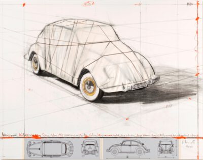 Christo und Jeanne-Claude Wrapped Volkswagen (Project for 1961 Volkswagen Beetle Saloon) Collage 2013