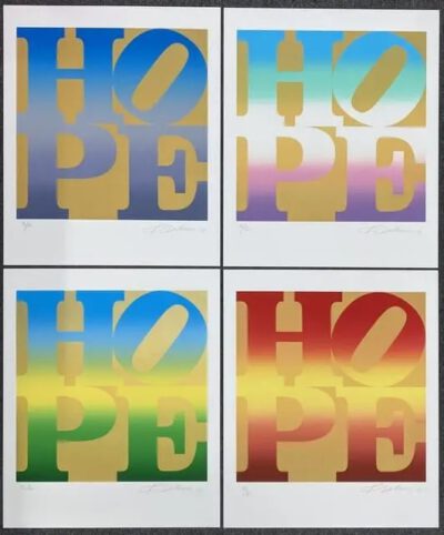Robert Indiana FOUR SEASONS OF HOPE Gold 2012 4 Siebdrucke