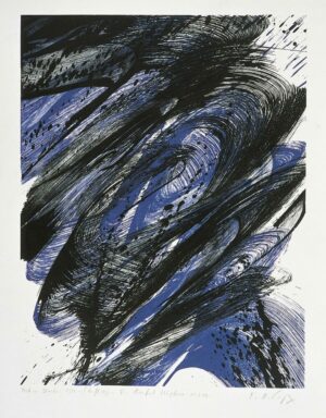 Karl Otto Götz Grafik, KO Götz, Blonto, entstanden im Jahr 1999, Lithografie, 80 x 60 cm, 99 Exemplare, handsignierte Grafik in blau und schwarz