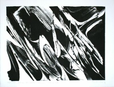 Karl Otto Götz Grafik, KO Götz Ohne Titel, entstanden im Jahr 1988, Lithografie, 70 x 90 cm, handsignierte Grafik in weiss und schwarz