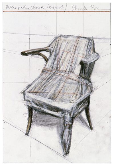 Christo Wrapped Chair (Project) 1963, 2019 Digitaler Pigmentdruck mit Siebdruck auf Büttenpapier 26,5 x 18 cm