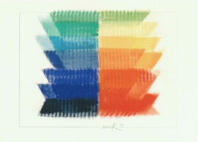 Heinz Mack, Der Rhythmus der Farben, 1995, Siebdruck, Druck mit 35 Sieben auf Bütten, 60 cm x 80 cm, 70 arabisch und 10 römisch nummerierte Exemplare